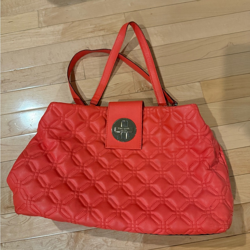 Kate Spade Vibrant Coral Quilted Shoulder Bag